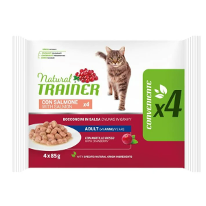 Natural Trainer Gatto Adulto  Salmone Bocconcini Flowpack 4x85gr