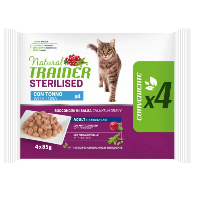 Trainer Gatto Natural Adulto Sterilizzato Tonno Flowpack 4x85 gr