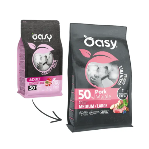 Oasy Cane Adulto Grain Free Formula Medium e Large Maiale