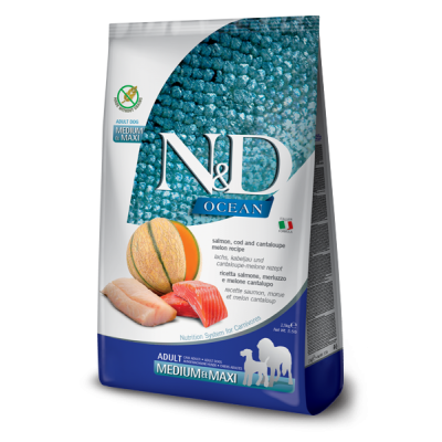 Farmina Cane N&D OceanAdulto Medium&Maxi Salmone, Merluzzo & Melone Cantalupo